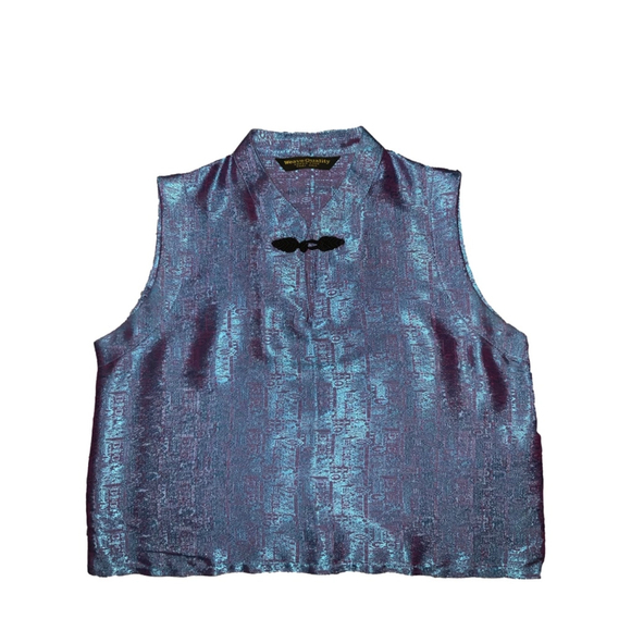 Weave Quality super fine Thai silk Tops - Weave Quality Thai Silk Mandarin Collar Top - Teal Small